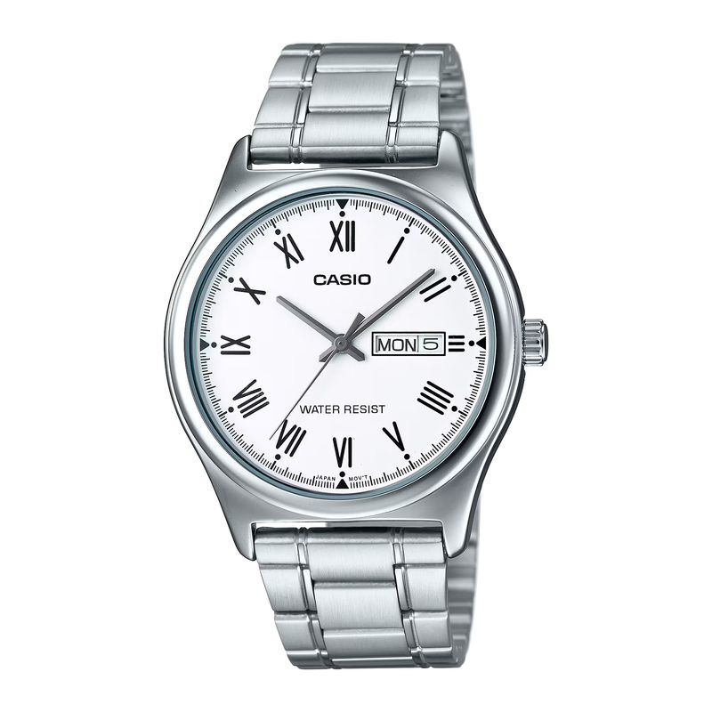 Casio Mens White Roman Dial Day Date Analog Watch  MtpV006d7budf
